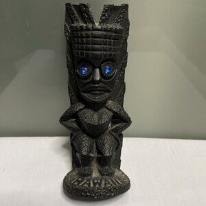 Coco Joes Vintage Kanaloa Tiki God Blue Eye Lava Statue Figurine Hawaii Souvenir